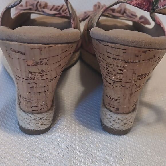 Hotter comfort floral slingback open toe cork wedge espidrille sandals size 8 - Picture 7 of 9